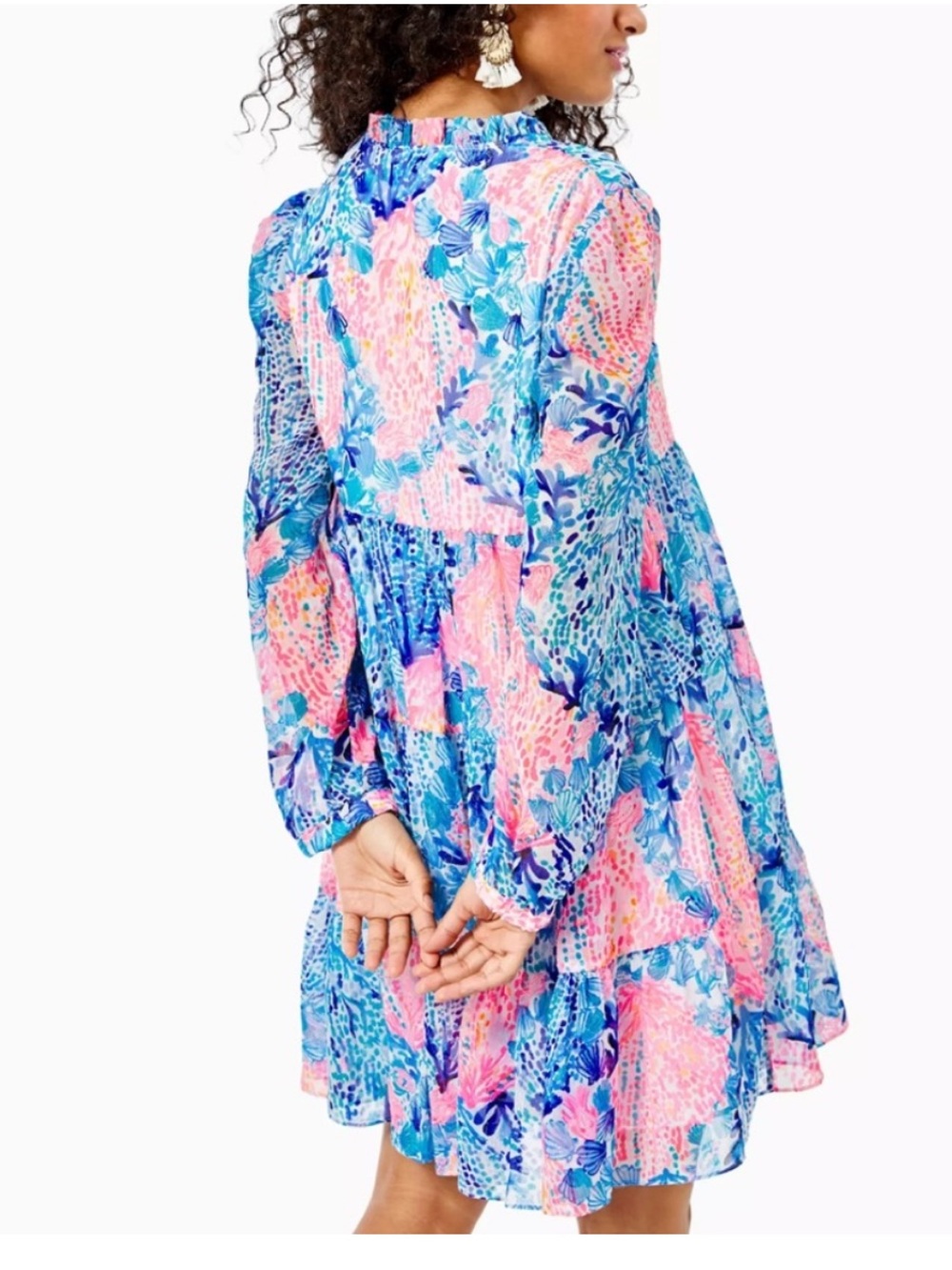 Lilly Pulitzer Sarita Swing Dress Blue Pink Seashell Print Size 8 - Picture 3 of 6